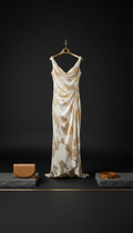 Gold-accented Silk Evening Gown