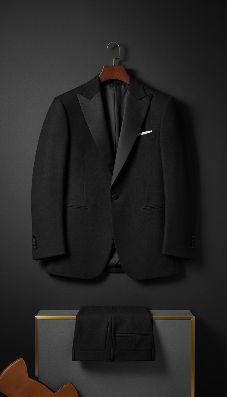 Full-canvas Black Tuxedo with Silk Lapels